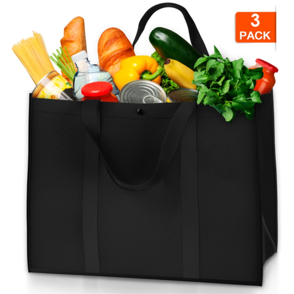 3 Pack Reusable Grocery Bags Foldable Heavy Duty Shopping Bags