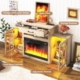 thumbnail image 2 of 60" Electric Fireplace with Mantel, LED Fireplace TV Stand for up 65" 70" Flat Screen TVs, Tall Entertainment Center with Glass-Doors & Glass-Shelves, 2 of 10