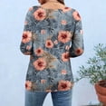 thumbnail image 4 of YUGYXL Shirts for Women 3/4 Length Sleeve Tee Tops Casual Round Neck T Shirts Summer Floral Print Dressy Blouses Gray L, 4 of 6