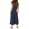 thumbnail image 4 of Roylamp Women's Summer 2 Piece Outfits Round Neck Crop Basic Top Cropped Wide Leg Pants Set Jumpsuits High quality, 4 of 5