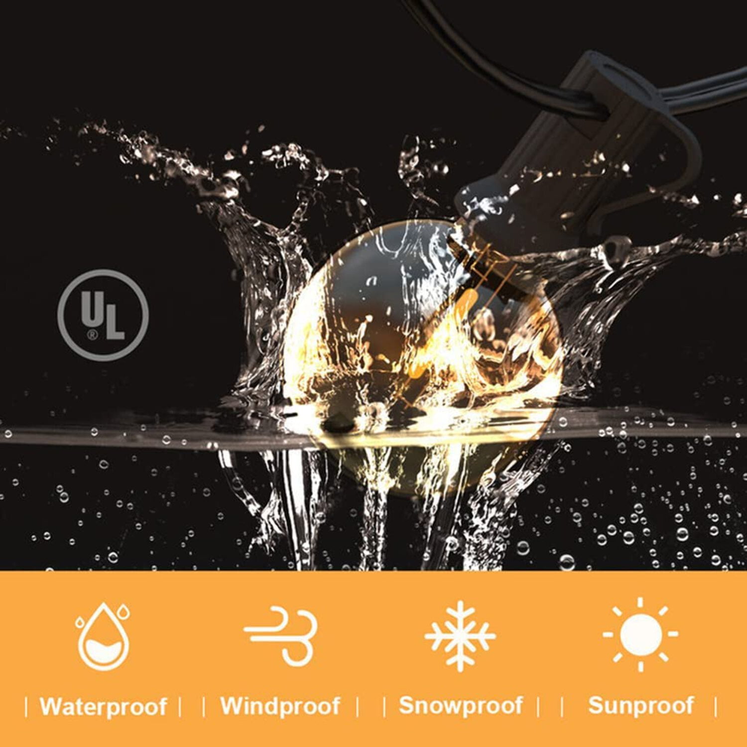 40FT Outdoor Waterproof G40 Globe Edison LED String Lights Warm White