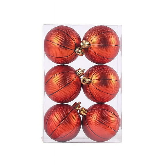 Lilixerw 6pcs Christmas Basketball Ornaments Christmas Balls,Sports Themed Party Decorations Supplies for Christmas Ornaments