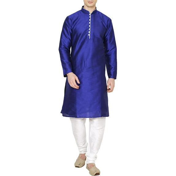 Royal Kurta Men's Silk Blend Loop Button Design Kurta (Only Kurta) (40, Royal Blue)