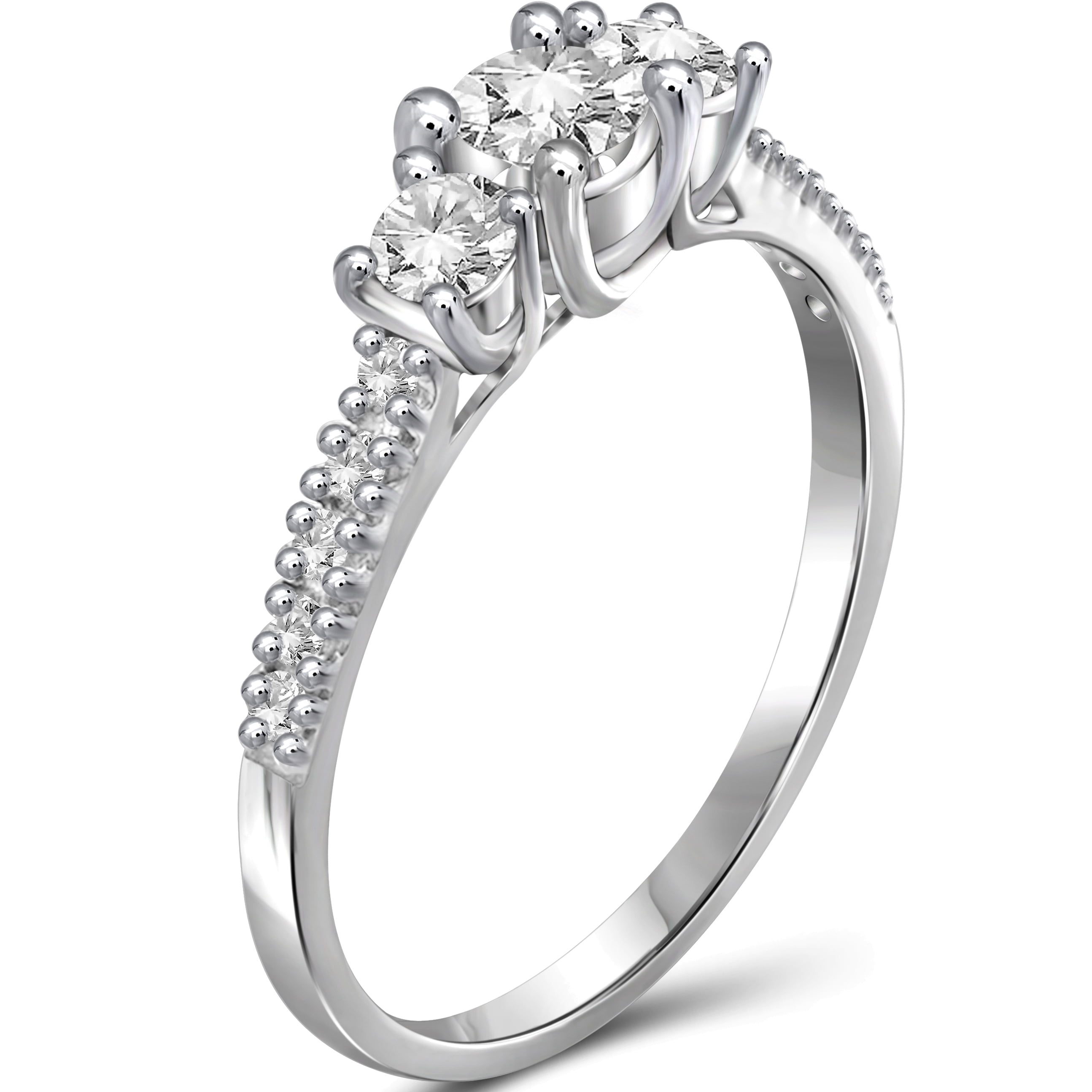 Diamonice 2 1/4 Carat T.W. White Cubic Zirconia (AAA) Sterling Silver Ring 3-Stone Ring