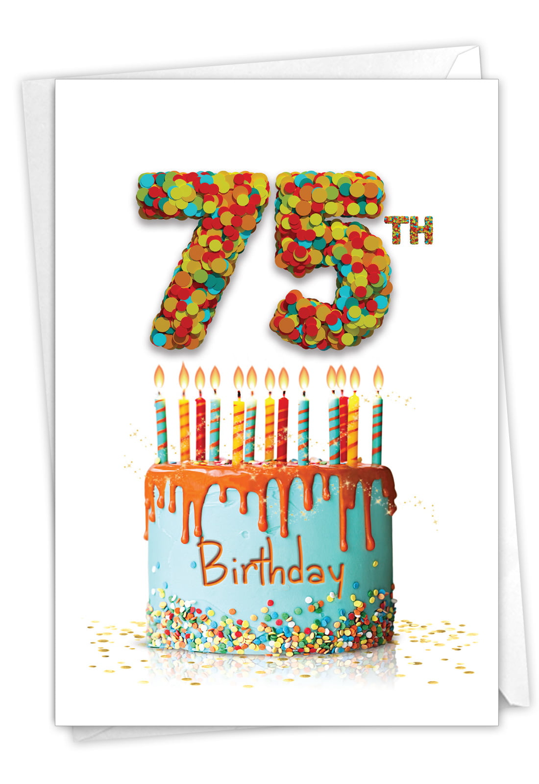 75th Birthday Card Embossed Foil Trimmed Letters on Cream Die Cut Age 75 