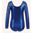 thumbnail image 3 of Girls Long Sleeve Shiny Dance Gymnastic Leotards Bodysuit 110CM Blue, 3 of 5