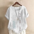 thumbnail image 2 of Túnica de Manga Corta Tops para las Mujeres Océano Pescado Impreso Blusa, Ropa Casual Ver Botón Arriba Camiseta, 2 of 4