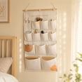 thumbnail image 2 of SLYNSHome 12 Pocket Wall Hanging Organizer,Khaki Fabric Foldable Wall Mount Storage Bag For Bedroom, Bathroom, Kitchen And Door Sundry Storage, 2 of 8