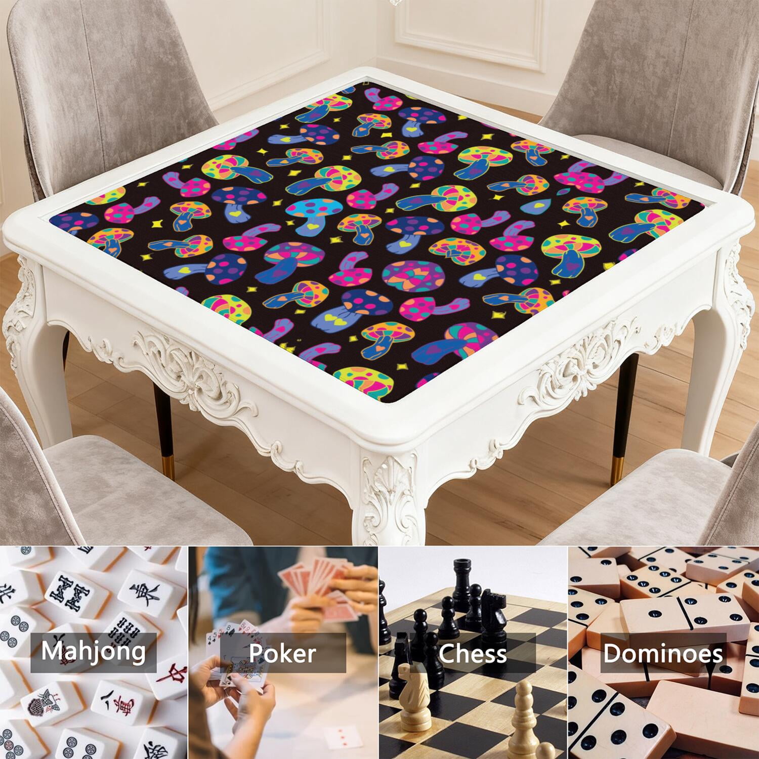 Square Plants Mahjong Playing Mat 31.5x31.5 Inches Made of High Quality Rubber Featuring Anti-Slip Non-Slip Backing and Noise Reduction for Tiles Cards Board Games