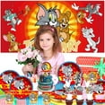 thumbnail image 4 of Tom and Jerry Birthday Cups Party Supplies Decor Backdrop Paper Plates Fans Decorations Banner, 4 of 7