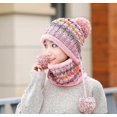 thumbnail image 3 of Conjunto de gorro y bufanda de punto para mujer, gorro de invierno cálido y grueso con pompón de ganchillo y dobladillo para exteriores., 3 of 4