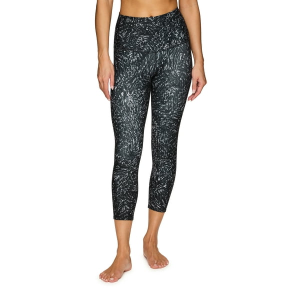RBX Active Women's Squat Proof Black Printed Soft Capri Legging