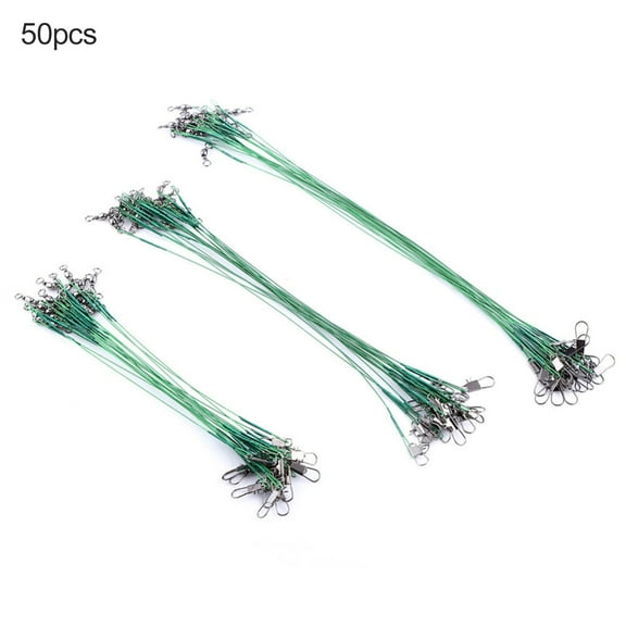 60Pcs Fishing Wire Leaders Heavy Duty with Snap Swivel Stainless Steel Wear Resistance Fishing Trace Line for Fishing
