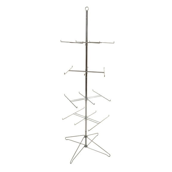 SSWBasics 4-Tier Chrome Wire Spinner Rack (4 tiers - space 12” apart) - Rotating Jewelry Display Organizer - Floor Spinner Rack - Perfect for Food Items and Fashion Accessories