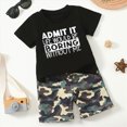 thumbnail image 3 of Kaprioy Boys Summer Outfits Short Sleeve Letter PRETTY FLY FOA A LITTLE GUY Printed T Shirt Top Casual Camo Shorts Clothing Set 6 12 18 24 Month 2T 3T, 3 of 6