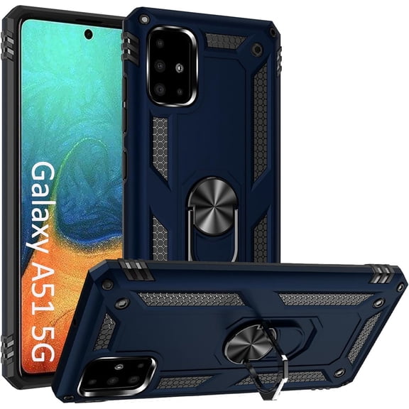 Galaxy A51 5G Case - Military Grade, 15ft Drop Tested, Magnetic Car Mount & Rotatable Kickstand, Blue