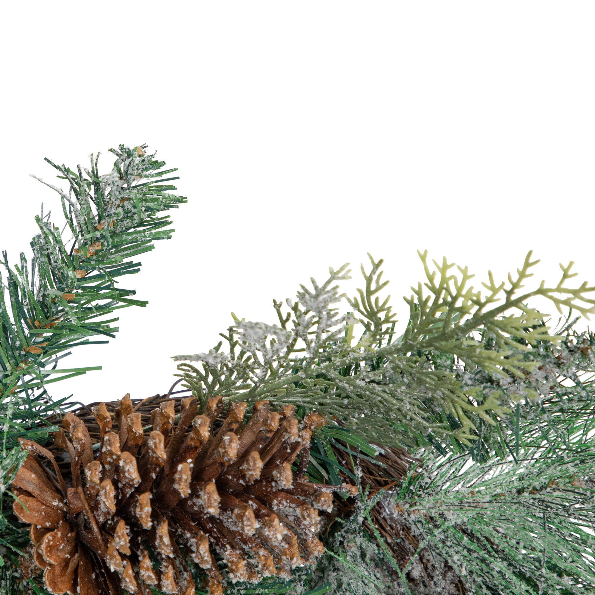 6' x 14" Artificial Mixed Pine with Pine Cones and Gold Glitter Christmas Garland - Unlit