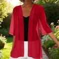 thumbnail image 3 of Short Sleeve Chiffon Cardigans for Women Lightweight Irregular Hem Open Front Cardigan Shrugs Mesh Beach Cover Ups, 3 of 7
