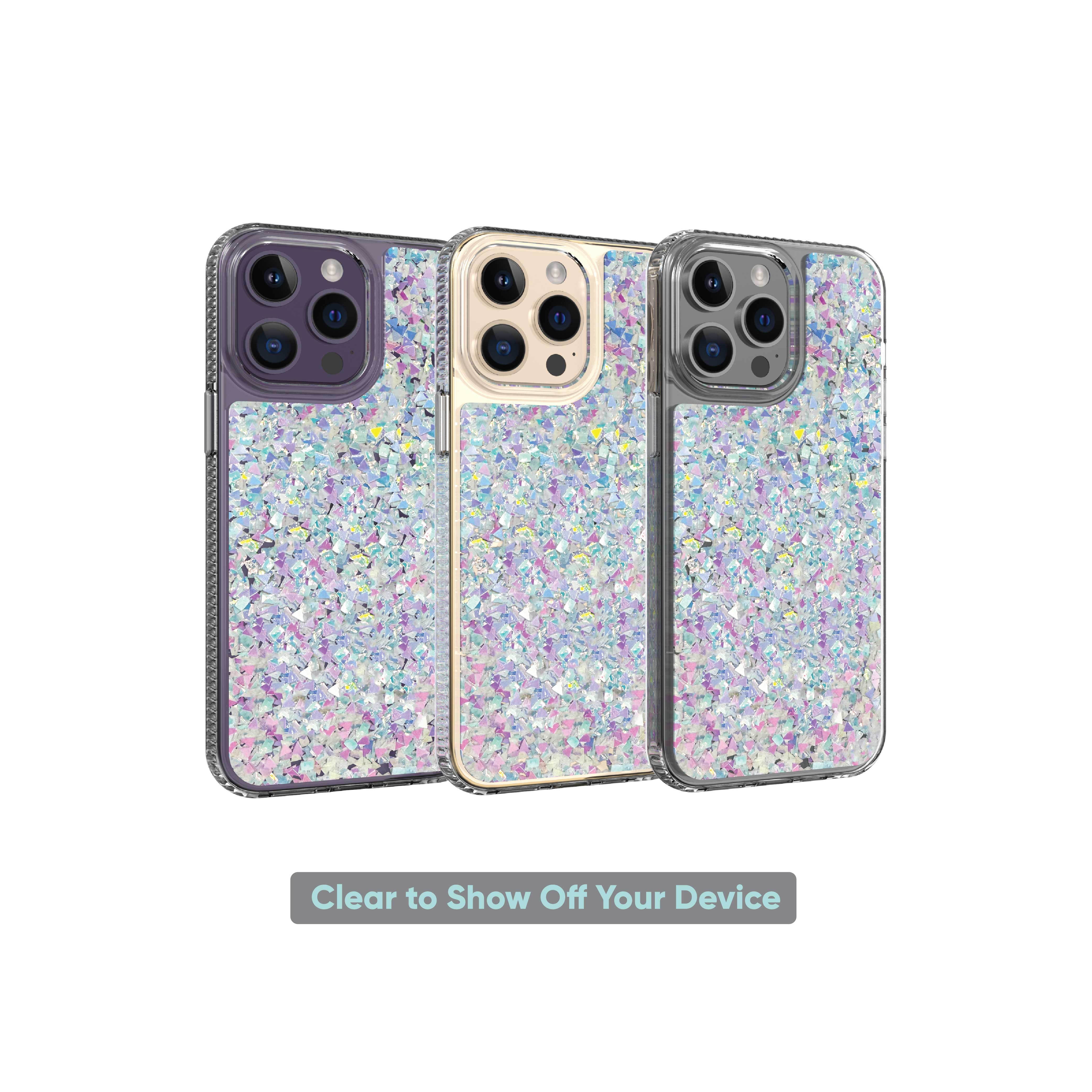 onn. Phone Case for iPhone 14 Pro Max / iPhone 13 Pro Max / iPhone 12 Pro Max - Iridescent Glitter Fleck