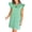 Green, variant on Women's Stripe Print Contrast Collar Split Neckline Flutter Sleeve Dress 65% polyester; 30% cotton; 5% elastane everyday