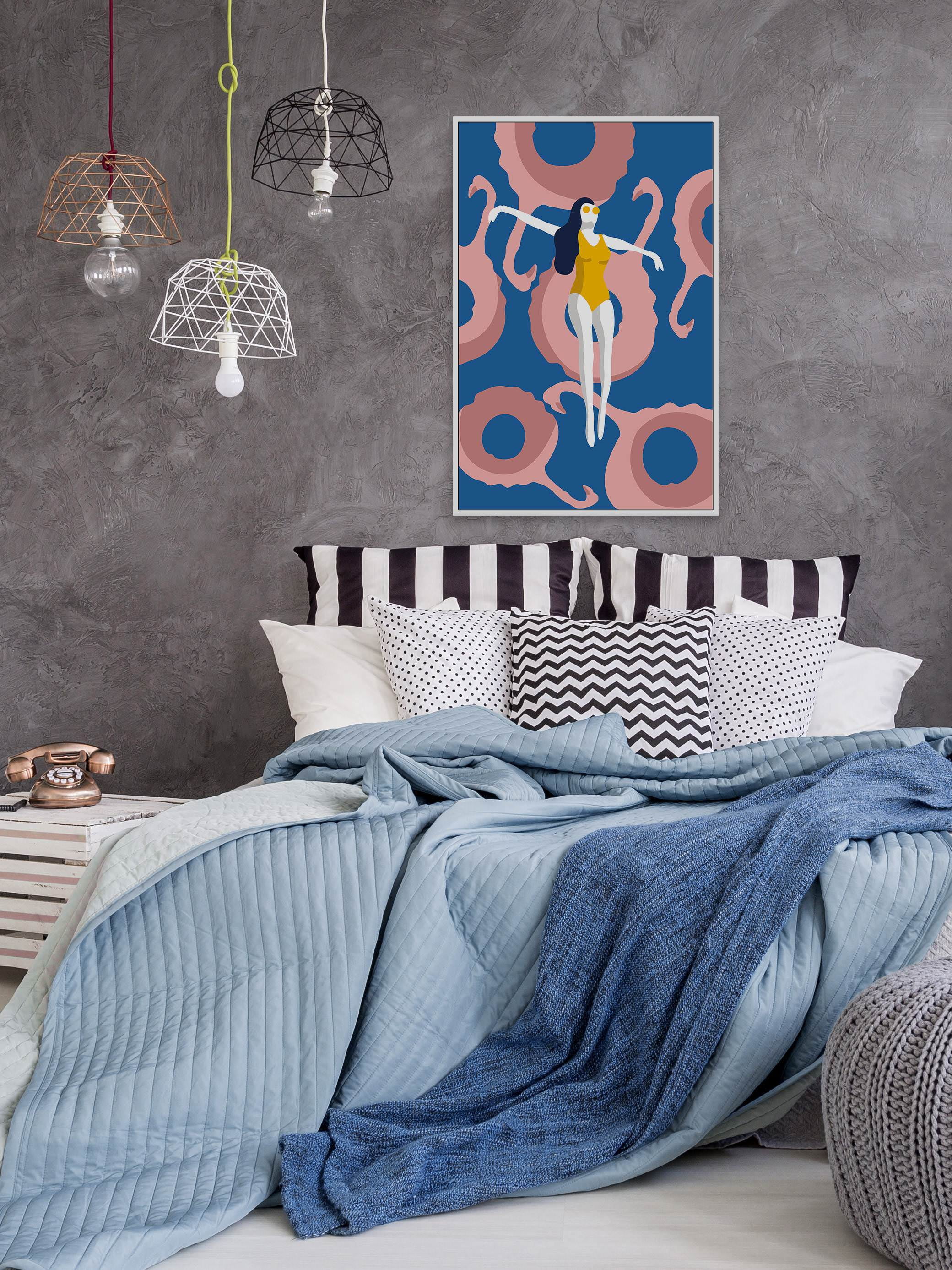 Flamingo Floaters Floater Framed Painting Print on Canvas