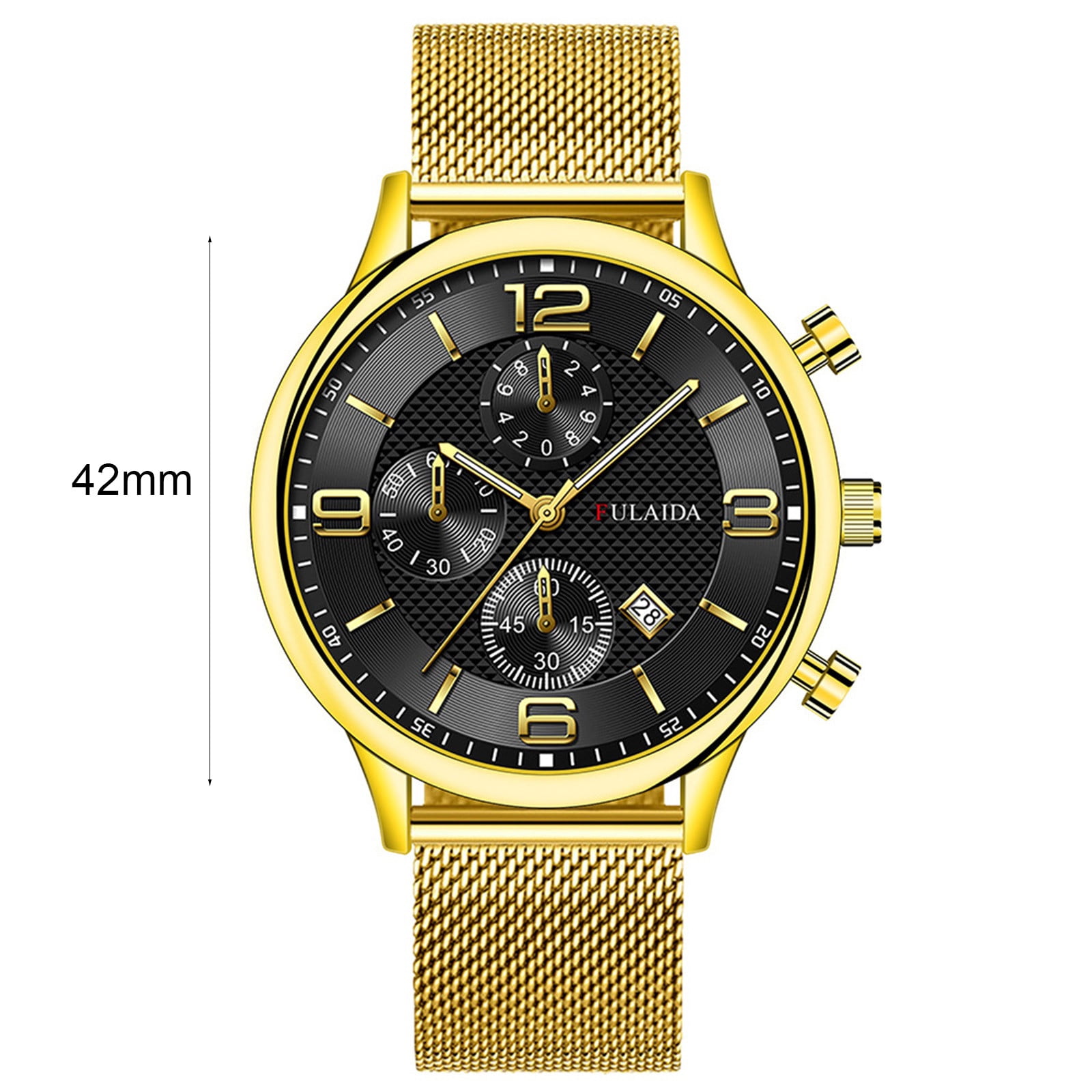 Stiwee Watches Wrist Watches for Man Mens Gifts Fashion Stainless Steel With Three Eyes Small Dial Men's Quartz Watch