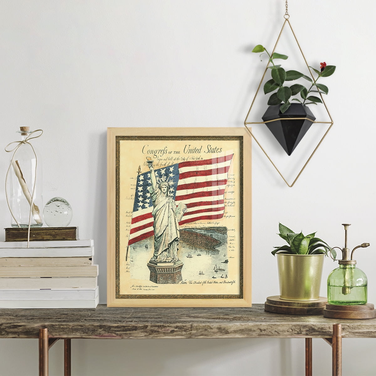 USE D # Proud To Be An American I -Framed Print w/glass-Natural Wood