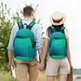 thumbnail image 5 of Honeii Green Turquoise Teal Print Canvas College Laptop Backpack, Durable Rucksack Travel Notebook Bag School Backpack Book Bag for Men Women-Small, 5 of 7