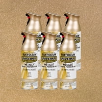 6 Pack, Gilded Brass, Rust-Oleum Universal All Surface Interior/Exterior Metallic Spray Paint-330504, 11 oz