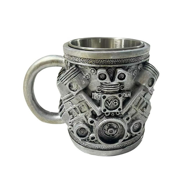 Taza de café de cerámica con diseño de motor V8, 350 ml, cabezal de engranaje único