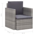 thumbnail image 4 of vidaXL Garden Chair with Cushions Poly Rattan Grey, 4 of 4