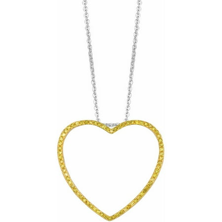 0.35 Carat T.W. Diamond Yellow Gold-Plated Sterling Silver Medium Heart Stackable Pendant