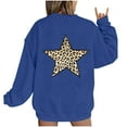 thumbnail image 2 of ClodeEU Women's Oversized Leopard and Star Back Print Sweatshirt, Crewneck Long Sleeve Pullover Tops Blue,Womens Plus S, 2 of 5