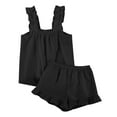 thumbnail image 6 of Maean Women's Pajamas Outfits 2 Piece Ruffled Hem Sleeveless Square Neck Tops and Wide Leg Shorts Sleepwear Suits, 6 of 7