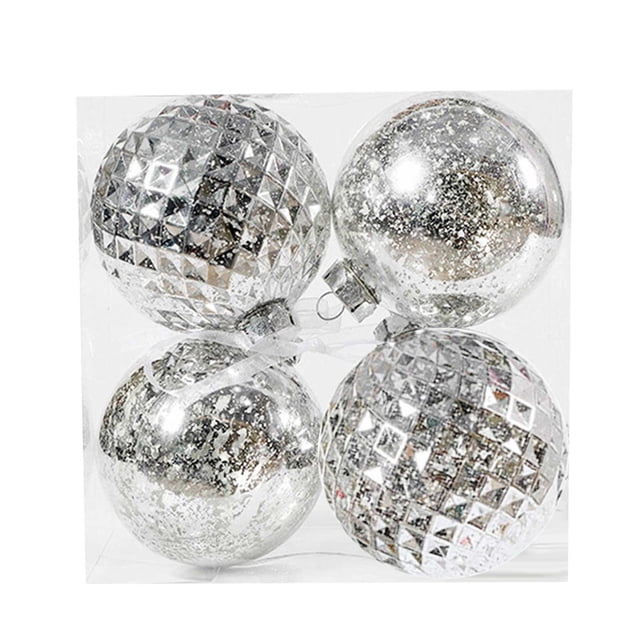Fiudx Juego de 4 Bolas Navideñas de 10 Cm, Bola Rota, Chapada En Plástico, para Decoración de Árbol de Navidad.