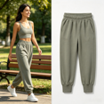 thumbnail image 2 of Inverlee Women's Elastic High Waist Jogger Sweatpants Cuffed Ankle Dual Side Pockets Loose Athletic Loungewear Pants Dark Gray (S-XXL), 2 of 8