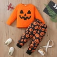 thumbnail image 2 of Toddler Boy Outfits Little Boys Autumn Winter Graphic Long Sleeve Elastic Waist 0-24M Halloween Set 2 Piece, 2 of 7