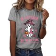 thumbnail image 2 of Womens Pink Ribbon Breast Cancer Awareness T-Shirt Angel Wings Pink Ribbon Floral Print Short Sleeve Tops Casual Breast Cancer Graphic Crew Neck Tee, 2 of 3