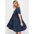 thumbnail image 2 of Ellos Plus Size Cotton Spandex V-Neck Short Sleeve Tiered A-Line Dress, 2 of 3