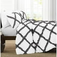 thumbnail image 2 of D.N.G. BEDDINGS 3 Piece Luxury Two Tone Diamond Ruffle Pattern Comforter Set Premium Super Soft, All Season 800 Thread Count 100% Egyptian Cotton Twin/Twin XL Size Dark Grey/White Solid Color, 2 of 4