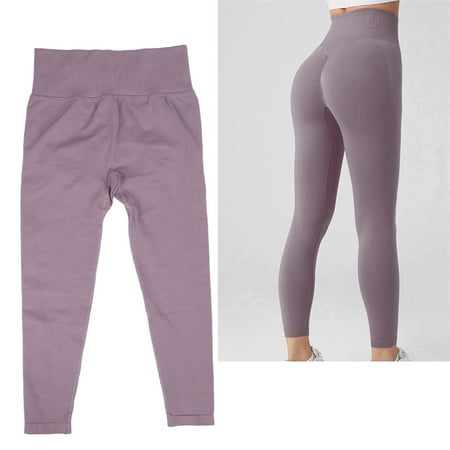 High Waisted Workout Leggings, Quickly Drying Women High Waisted Leggings  Purple For Running 