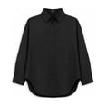 thumbnail image 3 of Forever 21 WGA Long Sleeve Poplin Oversized Shirt, Color- Black, Size- L, 3 of 5