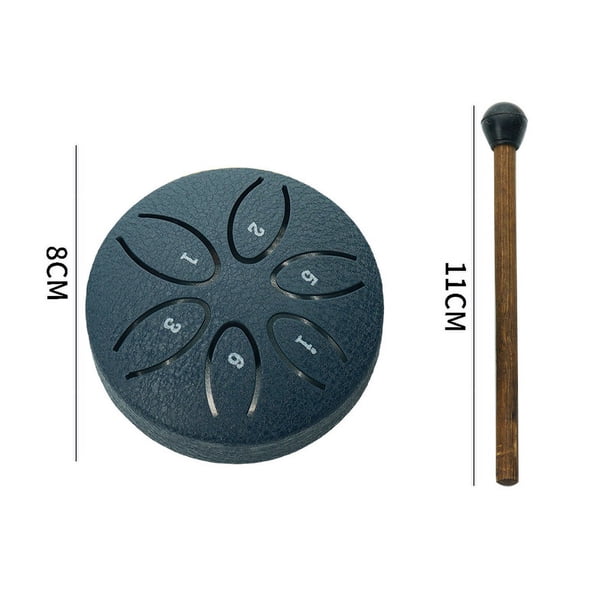 Mini tambor hueco de 3 pulgadas, tambor de lengüeta de acero de 6 vías, tambor hueco, tambor tranquilizador, instrumento de percusión, tambor hueco, instrumento portátil para niños