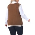 thumbnail image 3 of Agnes Orinda Women's Plus Size Sweater Vest Cable Knit V Neck Sleeveless Preppy Style Casual Pullover Tank 2X Brown, 3 of 6