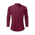 thumbnail image 4 of Fangasis Mens T Shirt V Neck T-shirt With Pockets Tops Men Casual Blouse Hawaiian Daily Wear Summer Shirts Wine Red 3XL, 4 of 8