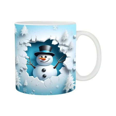 

lulshou Christmas Mug Inflated Snowman Mug Santa Mug Press Puffy Design 15oz 11oz Coffe Christmas Decorations Christmas Gifts