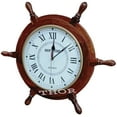thumbnail image 1 of Nautical Collectible Decorative Wooden Ship Wheel Model Ship's Time Quartz Wall Clock 19", 1 of 5