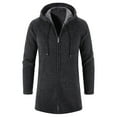 thumbnail image 2 of Lu's Chic Men's Full Zip Hoodies Winter Casual Warm Long Sleeve Fleece Jacket Slim Fit Hooded Sweatshirt Thick Soft Knit Thermal Cardigan Sweater Dark Grey 40, 2 of 4