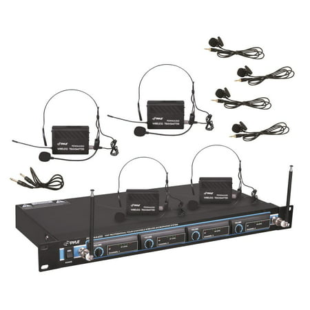 Pyle PDWM4400 - Rack Mount 4 Mic VHF Rack Mount Wireless Lavalie/ Headset (Best Rack Tom Mic)