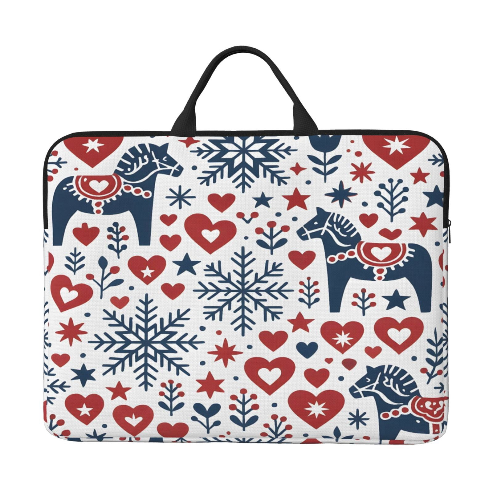 Laptop Sleeve Bag For Women Men 14inch Waterproof Durable Protective Computer Carrying Cover Handle Laptop Case Bag Nordic Folk Art Christmas Pattern